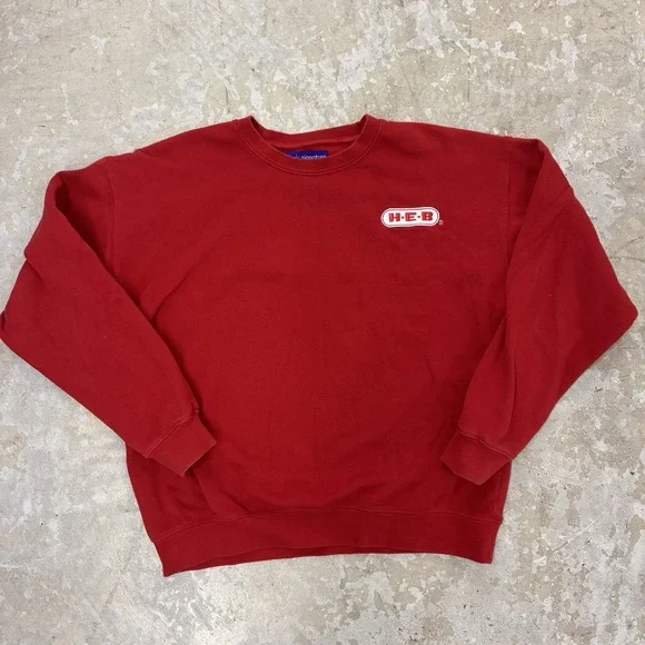 HEB Employee Sweatshirt Unisex Large Red Long Sleeve Pullover Uniform Work Wear - Picture 7 of 9